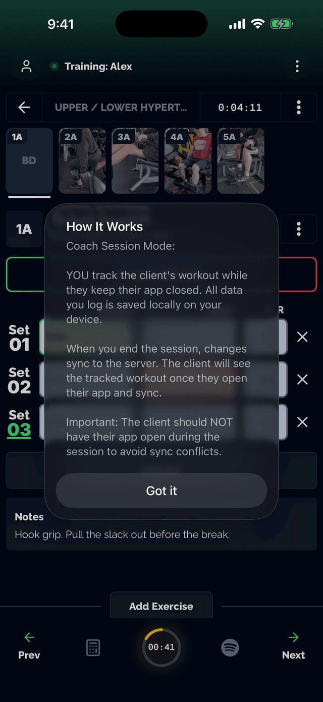 Offline trainieren mit automatischer Synchronisierung