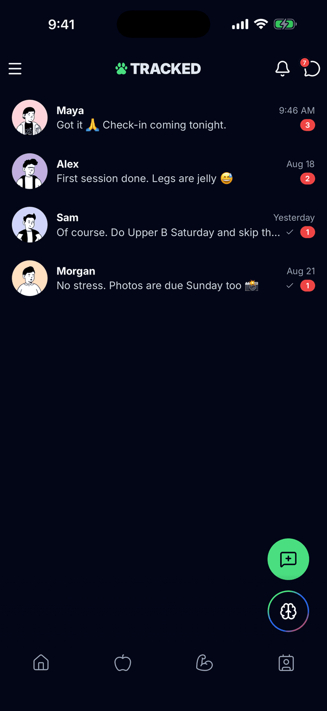 Echtzeit-Messaging in der Tracked App