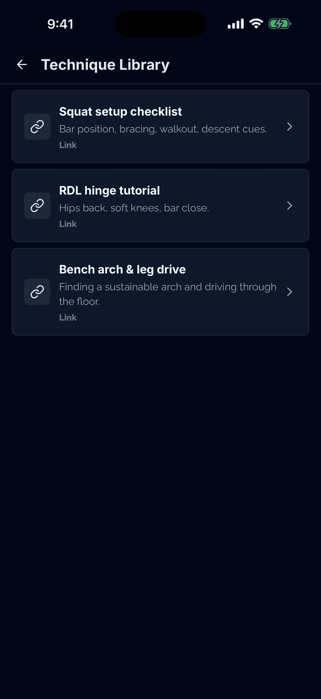 A vault folder open in the Tracked mobile app