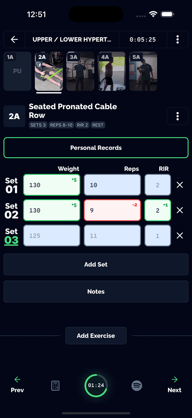 Enregistrement d'une série dans l'application Tracked