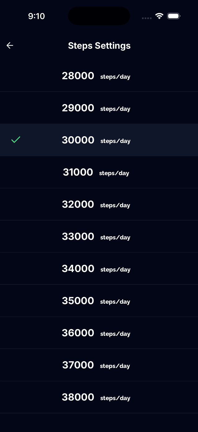 Daily step goal with activity ring progress indicator