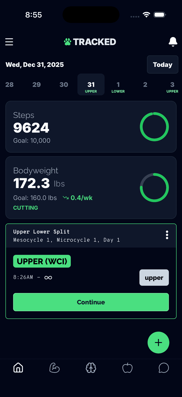 Step tracking in the Tracked app